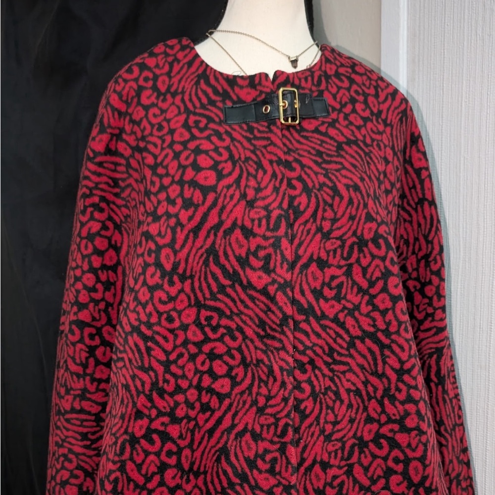 Focus 2000 Red and Black Animal Print Blazer